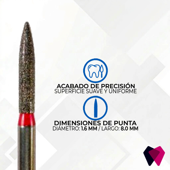 1516.8F Fresa Flama | Preparaciones finas y acabados precisos en odontología