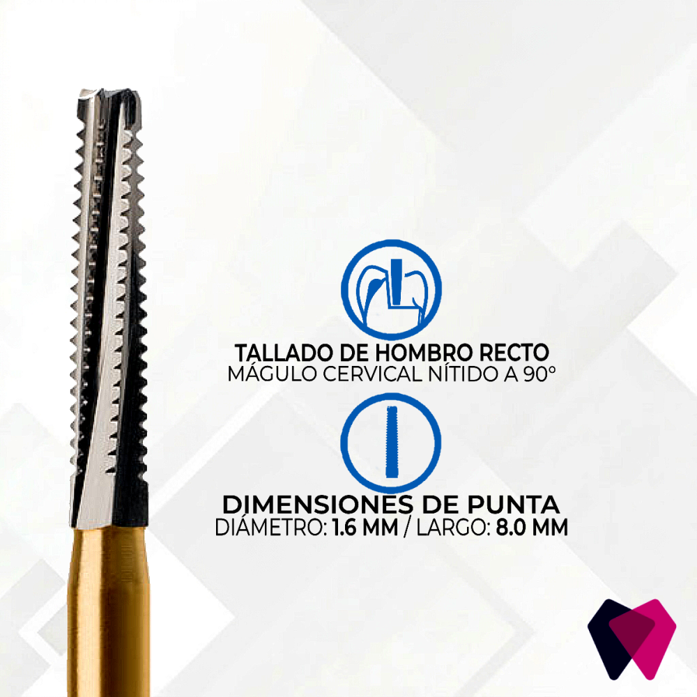 Crown Prep FG CK84716 Cilíndrica Punta Plana Preparación Coronas (CrownKing®)